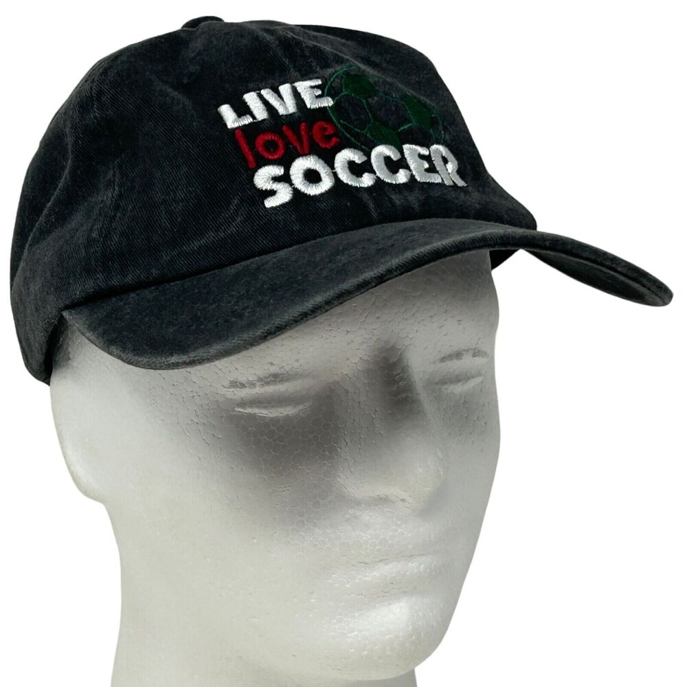 Live Love Soccer Dad Hat Cap Gray Strapback Football Futbol 6 Panel
